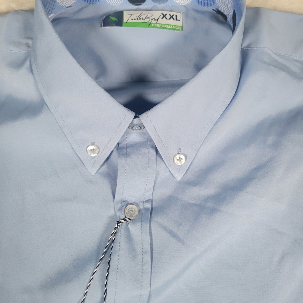 TailorByrd Performance Mens XXL Blue Stretch Button Down Long Sleeve Shirt NWT - Picture 3 of 16